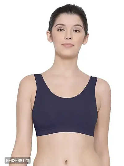 Stylish Blue Cotton Solid Bra For Women-thumb0