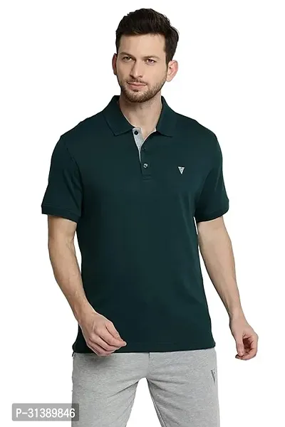 Comfortable Green Cotton Blend Polos For Men-thumb0