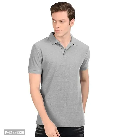 Comfortable Grey Cotton Blend Polos For Men-thumb0