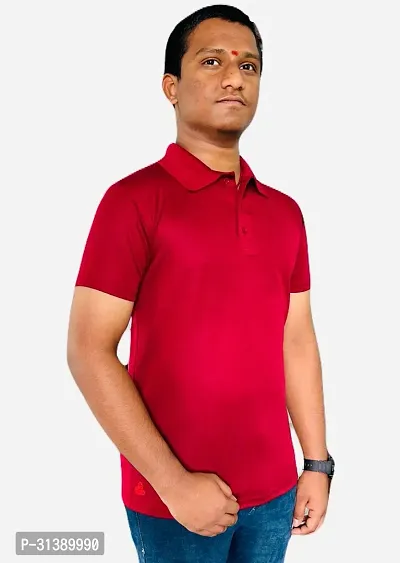 Comfortable Red Cotton Blend Polos For Men-thumb0