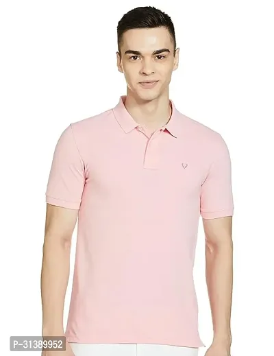 Comfortable Pink Cotton Blend Polos For Men