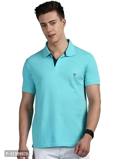 Comfortable Blue Cotton Blend Polos For Men-thumb0