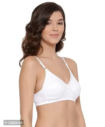 Stylish White Cotton Solid Bra For Women-thumb0