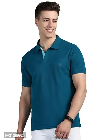 Comfortable Blue Cotton Blend Polos For Men-thumb0