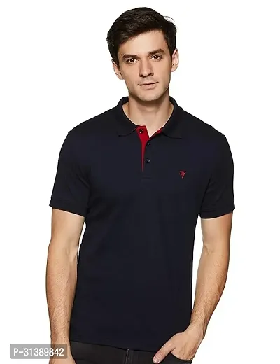 Comfortable Blue Cotton Blend Polos For Men-thumb0