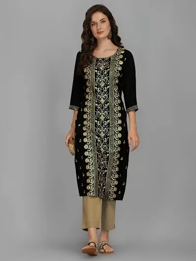 Stylish Fancy Viscose Rayon Embroidery Work Kurtis