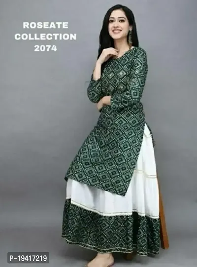 Stylish Fancy Rayon Kurta With Bottom Wear Set For Women