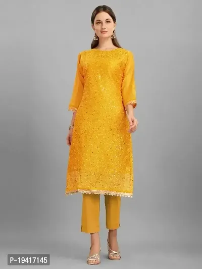 Stylish Fancy Chanderi Silk Kurta For Women-thumb0