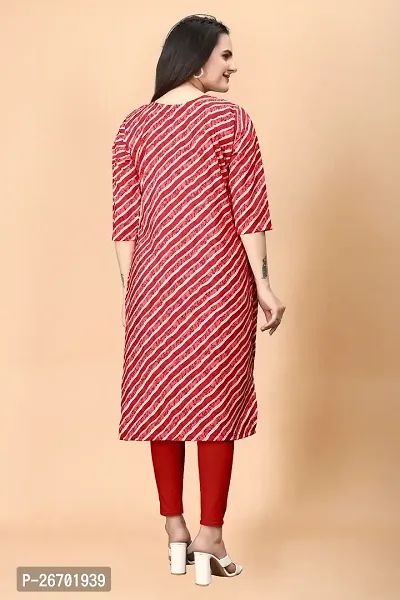 Stylish Crepe Red Printed Kurta For Women Single Pack-thumb3