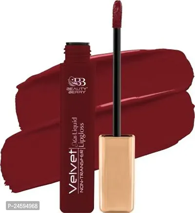 Beauty Berry Velvet Waterproof Non Transfer Long Lasting Matte Liquid Lipstick for Women- Red Velvet, 5 ml