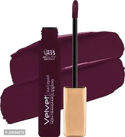 Beauty Berry Velvet Waterproof Non Transfer Long Lasting Matte Liquid Lipstick for Women- Wine Kiss, 5 ml