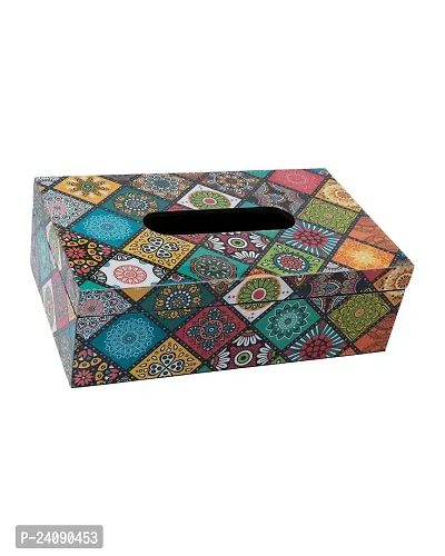 Tissue Box, Multiple Style Print, Multicolour, Mdf