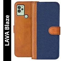 Knotyy Faux Leather Flip Cover for Lava Blaze with Foldable Stand  Cards Slots - Multicolor-thumb1