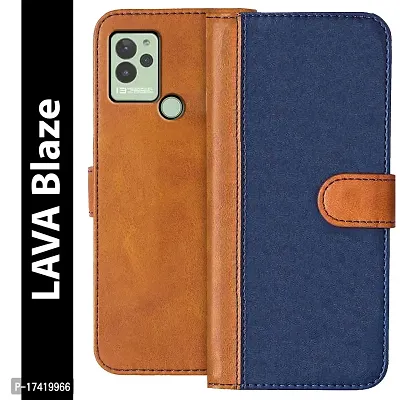 Knotyy Faux Leather Flip Cover for Lava Blaze with Foldable Stand  Cards Slots - Multicolor-thumb2
