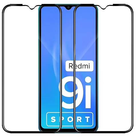 Knotyy Edge to Edge Full-Screen Coverage Curved Full Tempered Glass Screen Guard for Redmi 9I Sport (Black,Pack of 1)
