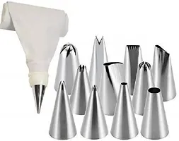 12 Pieces Set Frosting Icing Cream Syringe Piping Bag Tips with Steel Nozzles | Reusable  Washable | Cake Decoration Tool | Cake Sculpting Tool-thumb1