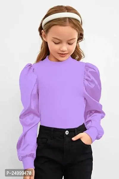 Stylish Purple Cotton Solid Top For Girls