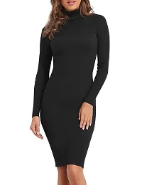 Classic Cotton Blend Solid Dresses for Women-thumb1