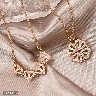 Four-leaf Clover Magnetic Pendant Heart Diamond Rose Gold -plated Chic Alchemy: Magnetic Elegance Unleashed-thumb0