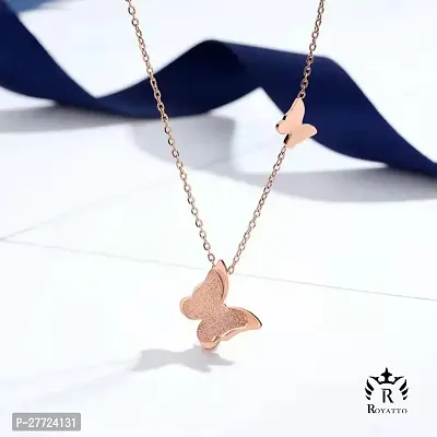 Trendy Collarbone New Butterfly Clavicle Rose Gold Stainless Steel Jewelry Exquisite Charm Cute Lady Neck Ornament Chain for women  girls-thumb0