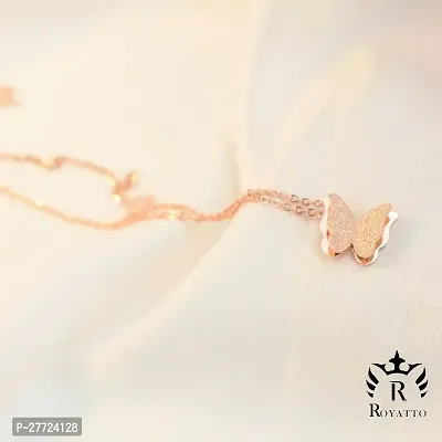 Trendy Collarbone New Butterfly Clavicle Rose Gold Stainless Steel Jewelry Exquisite Charm Cute Lady Neck Ornament Chain for women  girls