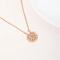 Four-leaf Clover Magnetic Pendant Heart Diamond Rose Gold -plated Chic Alchemy: Magnetic Elegance Unleashed-thumb1