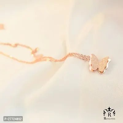 Trendy Collarbone New Butterfly Clavicle Rose Gold Stainless Steel Jewelry Exquisite Charm Cute Lady Neck Ornament Chain for women  girls-thumb0