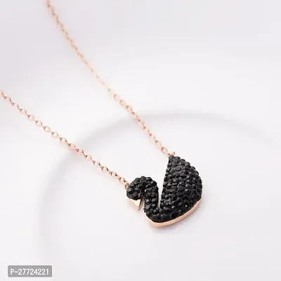 Beautiful  Black Duck Shape Daily Wear Necklace Rose Gold Chain For Women  Girls-thumb0