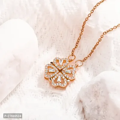 Four-leaf Clover Magnetic Pendant Heart Diamond Rose Gold -plated Magnetic Allure: Your Gateway to Elegance-thumb2