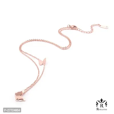 Trendy Collarbone New Butterfly Clavicle Rose Gold Stainless Steel Jewelry Exquisite Charm Cute Lady Neck Ornament Chain for women  girls-thumb0