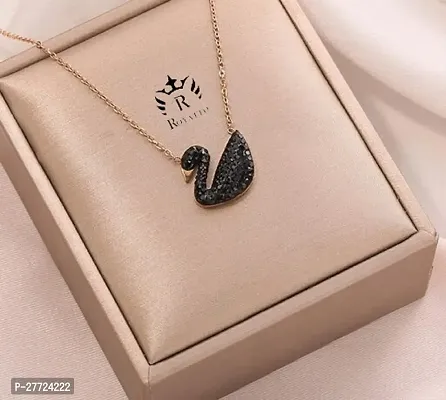 Beautiful  Black Duck Shape Daily Wear Necklace Rose Gold Chain For Women  Girls-thumb0