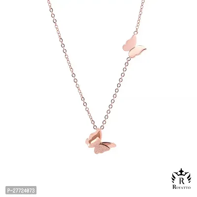 Trendy Collarbone New Butterfly Clavicle Rose Gold Stainless Steel Jewelry Exquisite Charm Cute Lady Neck Ornament Chain for women  girls-thumb0