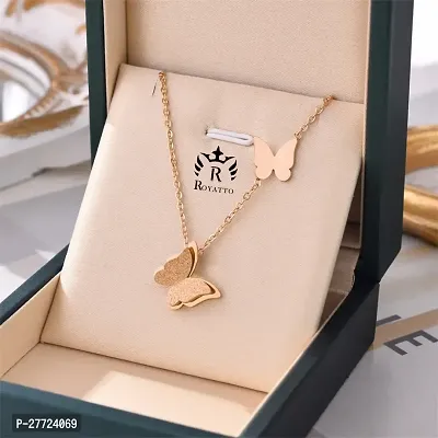 Trendy Collarbone New Butterfly Clavicle Rose Gold Stainless Steel Jewelry Exquisite Charm Cute Lady Neck Ornament Chain for women  girls-thumb0