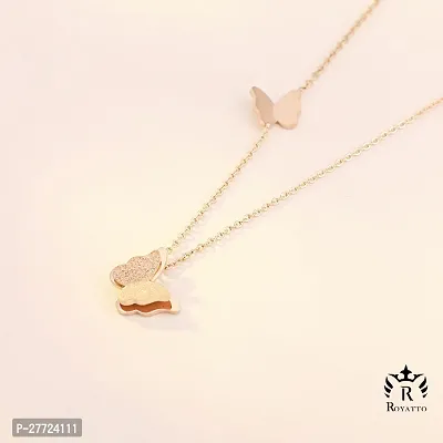 Trendy Collarbone New Butterfly Clavicle Rose Gold Stainless Steel Jewelry Exquisite Charm Cute Lady Neck Ornament Chain for women  girls-thumb0