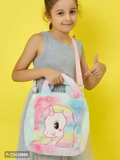 abhiswa Unicorn Toddler Tote Bag, Colorful Plush Princess Cute Unicorn Crossbody Handbags Best Gift for Girls 1-6 Years-thumb2