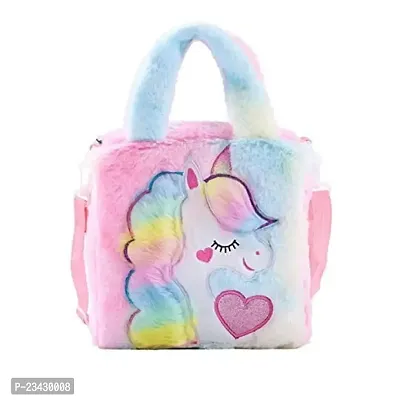 abhiswa Unicorn Toddler Tote Bag, Colorful Plush Princess Cute Unicorn Crossbody Handbags Best Gift for Girls 1-6 Years-thumb0