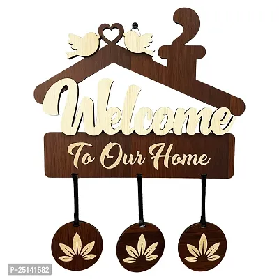 ArtwindGifts Welcome To Our Home Mdf Wooden Wall Hanging For Home Decoration | Home Decor Item For Door and Wall (Brown)