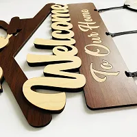 ArtwindGifts Welcome To Our Home Mdf Wooden Wall Hanging For Home Decoration | Home Decor Item For Door and Wall (Brown)-thumb1