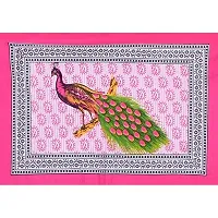 AC FASHION Rajasthani Jaipuri Traditional Sanganeri Peacock Print 104 TC 100% Cotton Double Size Bedsheet with 2 Pillow Covers-thumb4