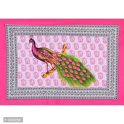 AC FASHION Rajasthani Jaipuri Traditional Sanganeri Peacock Print 104 TC 100% Cotton Double Size Bedsheet with 2 Pillow Covers-thumb5