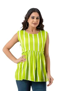 AC FRIENDSHIP CREATION Green Rayon Printed Flared Top-thumb2