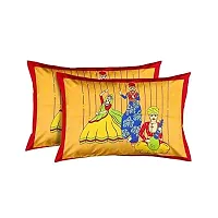 AC FASHION Rajasthani Jaipuri Traditional Sanganeri Print Dandiya 104 TC 100% Cotton Double Size Bedsheet with 2 Pillow Covers-thumb3