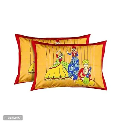 AC FASHION Rajasthani Jaipuri Traditional Sanganeri Print Dandiya 104 TC 100% Cotton Double Size Bedsheet with 2 Pillow Covers-thumb4