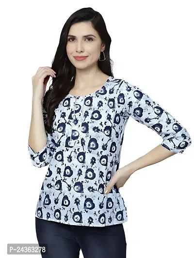 AC FRIENDSHIP CREATION Blue Heart Print 100% Pure Cotton Top for Women'sGirls