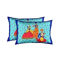 AC FASHION Rajasthani Jaipuri Traditional Sanganeri Print Dandiya 104 TC 100% Cotton Double Size Bedsheet with 2 Pillow Covers-thumb3