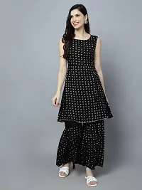 Black Aline Rayon Floral Printed Trendy kurta Sharara Set-thumb4