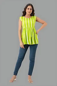 Light Green Rayon  Printed Flared Trendy Top-thumb3