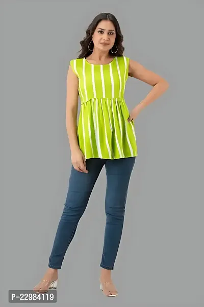 Light Green Rayon  Printed Flared Trendy Top-thumb4