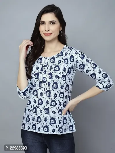 White Blue 100% Pure Cotton Casual wear Top-thumb0