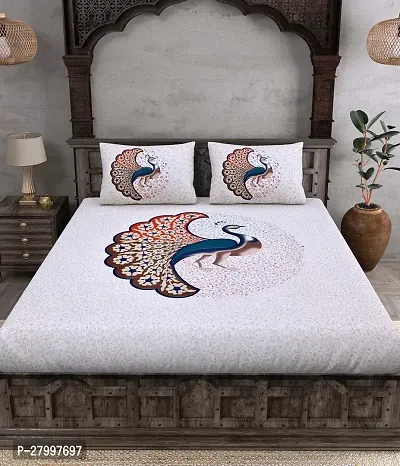 Classic Cotton Printed Bedsheet with Pillow Cover-thumb2